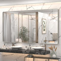 66x36 Inch Silver Bathroom Mirrors for Vanity, Brushed Nickel Metal Silver Framed Bathroom Mirror for Wall, Rounded Rectangle Silver Mirror, Anti-Rust, Shatterproof (Horizontal/Vertical)