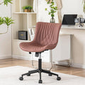 YOUNIKE Office Chair, Armless Desk Chair with Wheels, Adjustable Swivel Home Office Computer Task Chairs, Modern Faux Leather Upholstered Vanity Chair with Back, Dusty Rose
