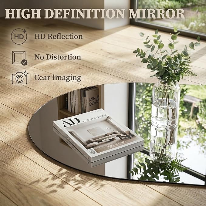 Irregular LED Bathroom Mirror with Lights, Backlit Vanity Mirror for Wall, Asymmetrical Wall Mirror, 3 Color Dimmable Anti-Fog Smart, Decorative Mirror for Bathroom, Entryway(26″ x 43″, 2 Pack)