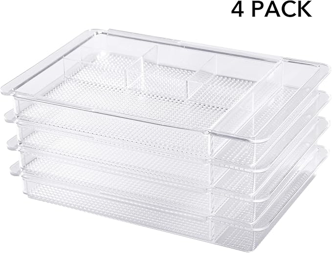 Oubonun Expandable Drawer Organizer 11.1” to 19.2” Width, Shallow Cosmetic