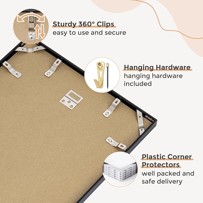 24x36 Metal Picture Frame For Wall With Mat For 20x30, 24''x36'' Aluminum Photo Frames With Tempered Glass For Home Decor, Minimalist Modern Poster Frame Horizontally Vertically Set of 2, Black