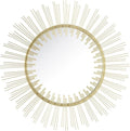 Edvivi Round 31" Antique Gold Sunburst Hanging Wall Mirror with Metal Frame, Decorative Mirror for the Living Room, Bedroom, Bathroom, Hallway, and Entryway