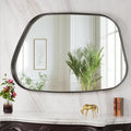 Irregular Wall Mirror 26"x40" Bathroom Mirrors Asymmetrical Artistic Decorative for Living Room Bedroom Bathroom Hallway Entryway,Trapezoid,Black