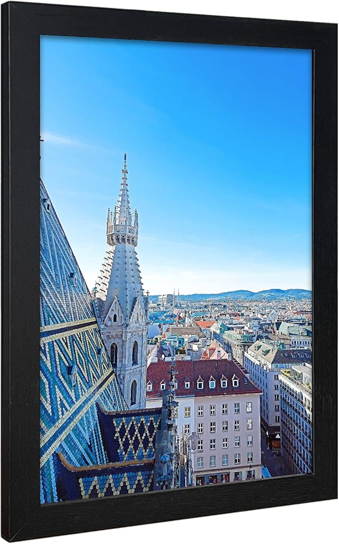 VCK Picture Frame 12x18 Wooden Poster Frames with High Definition Plexiglass Front Wall Mounting Display Horizontally and Vertically Black Photo Frame