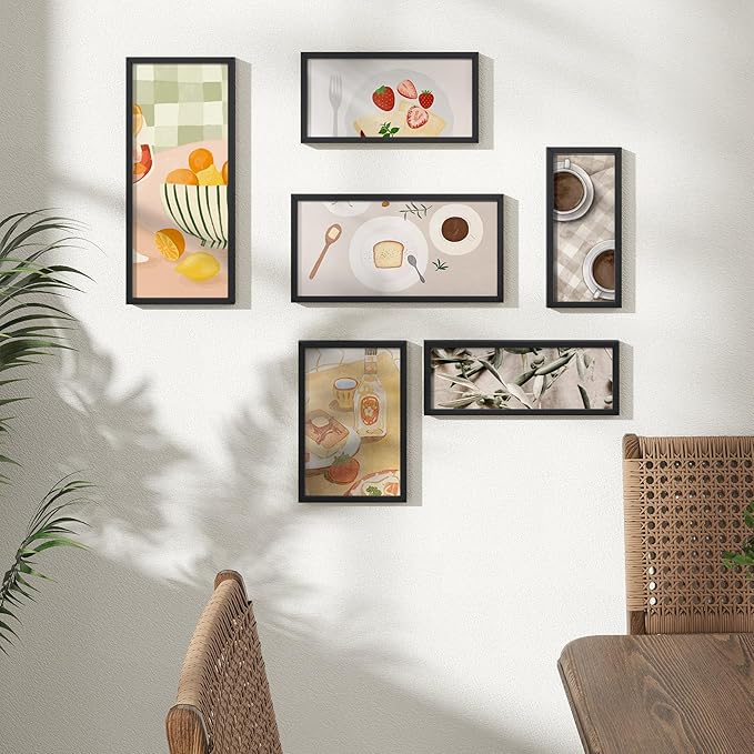 7x12 Metal Picture Frame - Black Aluminum Picture Frames with Real Glass, Wall Mounting Horizontally or Vertically, Simple and Elegant Decor for Wall Gallery Poster Photo 12x7 Frame, Black