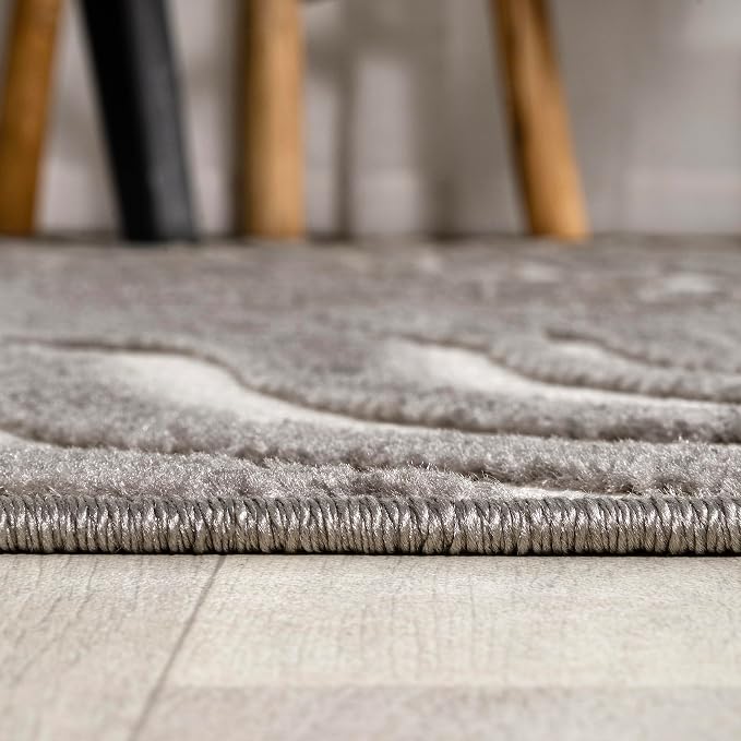 JONATHAN Y Maribo High-Low Abstract Striped Gray/Ivory 6x9 Indoor/Outdoor Area Rug, Pet Friendly, Non-Shedding, Stain Resistant, Easy-Cleaning for Backyard, Patio, Porch (SCN103B-6)