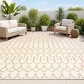 JONATHAN Y Moroccan Geometric Indoor Outdoor Area Rug 4X6 Cream/Orange, Ourika Textured Weave for Backyard, Patio, Porch, Easy-Cleaning, High Traffic, Pet-Friendly, Non-Shedding (SMB108O-4)
