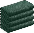 Forest Green Kitchen Towels – Waffle Weave, 100% Cotton, Soft & Absorbent, Fast Dry, Durable, 16x26 Inches, Perfect for Dish Drying, Cleaning, and Everyday Use, Set of 4, Olive Green