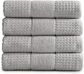 100% Cotton Super Soft Luxury Bath Towel Set | Quick-Dry and Highly Absorbent | Waffle Textured | 550 GSM | Includes 4 Bath Towels | Harper Collection (Light Grey)