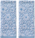 SKL Home Floral Jacquard 100% Cotton 2pc Hand Towel Set, Reversible & Decorative