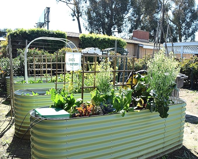 Olle Metal Raised Garden Bed Easy Quick Setup Metal Garden Bed 32" Tall, 12-in-1 for Growing Flowers Herbs DIY Gardening, Sage Green 32" Tall
