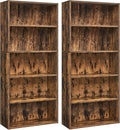 VASAGLE Set of 2 Bookshelves, 23.6 Inches Wide, 5-Tier Open Bookcases with Adjustable Storage Shelves, Floor Standing Units, Rustic Brown ULBC165X01-2