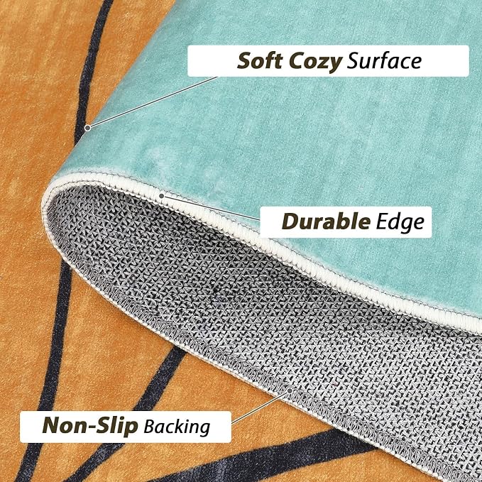 Minimalist Mid Century Modern Irregular Area Rug for Living Room Guestroom Bedroom Abstract Shaped Rug Low Pile Washable Carpet 10x12 Boho Art Meetingroom Home Office Foldable Rugs Cream Beige Brown