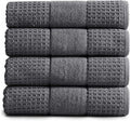 Market & Place 100% Cotton Super Soft Luxury Bath Towel Set | Quick-Dry and Highly Absorbent | Waffle Textured | 550 GSM | Includes 4 Bath Towels | Harper Collection (Dark Grey)