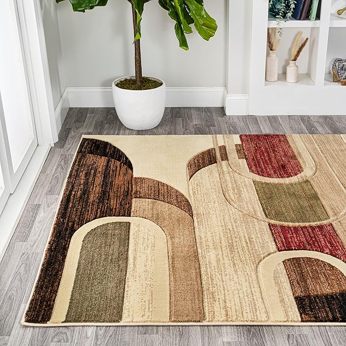 JONATHAN Y Abstract Arches Cream/Brown/Red Indoor Area Rug 3X5 ft, Tamara Retro for Living Room, Bedroom, Kitchen, Office, Easy-Cleaning, High Traffic, Pet-Friendly, Non-Shedding UNQ102A-3