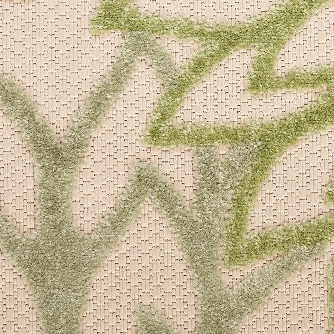 Nourison Home Aloha Tropical Indoor/Outdoor Ivory Green 5'3" x 7'5" Area Rug, Easy Cleaning, Non Shedding, Bed Room, Living Room, Dining Room, Backyard, Deck, Patio (5x7)