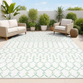 JONATHAN Y Moroccan Geometric Indoor Outdoor Area Rug 8X10 Green/Ivory, Ourika Textured Weave for Backyard, Patio, Porch, Easy-Cleaning, High Traffic, Pet-Friendly, Non-Shedding (SMB108R-8)