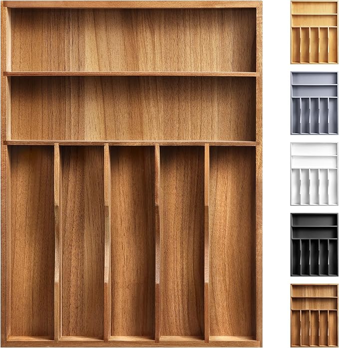 Kitchen Acacia Silverware Organizer