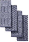 Martha Stewart Honeycomb Chambray Textured Kitchen Towel 4-Pack Set, 100% Cotton