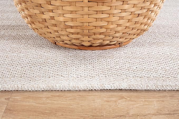 CAMILSON Easy Jute Rug 2x3, Indoor Outdoor Off-White Color Fiber Area Rugs for Bathroom and Kitchen Rug, Herringbone Seagrass Boho Woven Design, Easy-Cleaning, Washable Outside Carpet Alfombras 2 x 3
