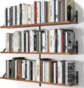 Heimlove Floating Shelves for Wall, 36 Inch Long Wood Floating Bookshelf Set of 3, Wall Mounted Hanging Shelf for Bathroom Bedroom Kitchen, Rustic Brown