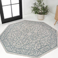 JONATHAN Y SMB106E-8TGN Charleston Vintage Filigree Textured Weave Gray/Teal 8' Octagon Indoor/Outdoor Area Rug, Non-Shedding, Stain Resistant,Fade Resistant, Easy-Cleaning for Backyard Patio, Porch