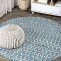 JONATHAN Y SMB108C-8R Ourika Moroccan Geometric Textured Weave Teal/Gray 8' Round Indoor/Outdoor Area Rug, Pet Friendly, Non-Shedding, Stain Resistant, Easy-Cleaning for Backyard, Patio, Porch