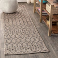 JONATHAN Y SMB108D-210 Ourika Moroccan Geometric Textured Weave Indoor Outdoor Runner Rug, Bohemian, Rustic, Scandinavian Easy Clean,Bedroom,Kitchen,Backyard,Patio,Non Shedding, Natural/Black, 2 X 10