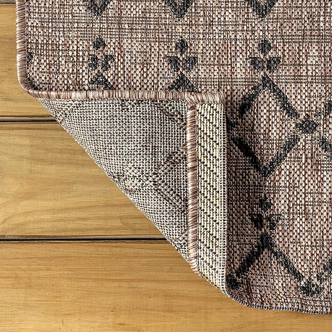 JONATHAN Y SMB108D-210 Ourika Moroccan Geometric Textured Weave Indoor Outdoor Runner Rug, Bohemian, Rustic, Scandinavian Easy Clean,Bedroom,Kitchen,Backyard,Patio,Non Shedding, Natural/Black, 2 X 10