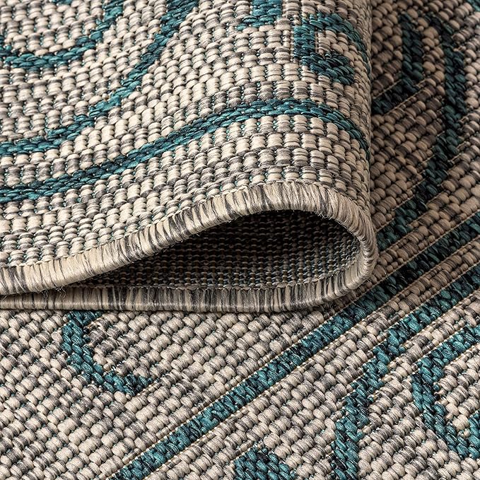 JONATHAN Y SMB106E-8TGN Charleston Vintage Filigree Textured Weave Gray/Teal 8' Octagon Indoor/Outdoor Area Rug, Non-Shedding, Stain Resistant,Fade Resistant, Easy-Cleaning for Backyard Patio, Porch