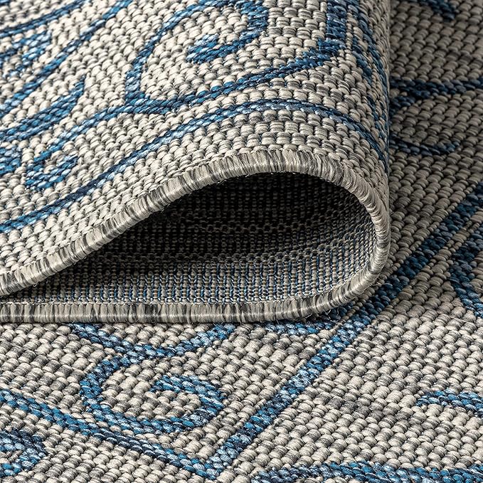 JONATHAN Y SMB106C-6SQ Charleston Vintage Filigree Textured Weave Gray/Navy 6' Square Indoor/Outdoor Area Rug, Pet Friendly, Non-Shedding, Stain Resistant, Easy-Cleaning for Backyard, Patio, Porch