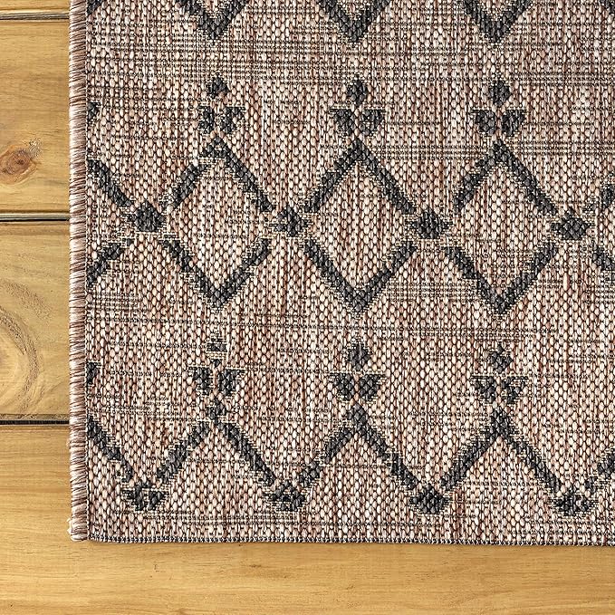 JONATHAN Y SMB108D-210 Ourika Moroccan Geometric Textured Weave Indoor Outdoor Runner Rug, Bohemian, Rustic, Scandinavian Easy Clean,Bedroom,Kitchen,Backyard,Patio,Non Shedding, Natural/Black, 2 X 10