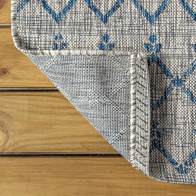 JONATHAN Y Moroccan Geometric Indoor Outdoor Area Rug 9X12 Light Gray/Navy, Ourika Textured Weave for Backyard, Patio, Porch, Easy-Cleaning, High Traffic, Pet-Friendly, Non-Shedding (SMB108A-9)