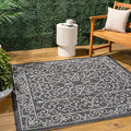 JONATHAN Y SMB106G-5SQ Charleston Vintage Filigree Textured Weave Black/Gray 5' Square Indoor/Outdoor Area Rug, Pet Friendly, Non-Shedding, Stain Resistant, Easy-Cleaning for Backyard, Patio, Porch