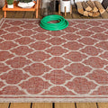 Eyely BMS109C-6 Santa Monica Trebol Moroccan Trellis Textured Weave, Pet Friendly, Non-Shedding, Stain Resistant, Easy-Cleaning, Red/Beige, 6 ft. x 9 ft., Indoor/Outdoor, Area Rug